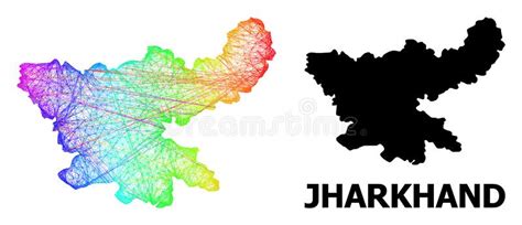 Network Map Of Jharkhand State With Spectral Gradient Stock Vector