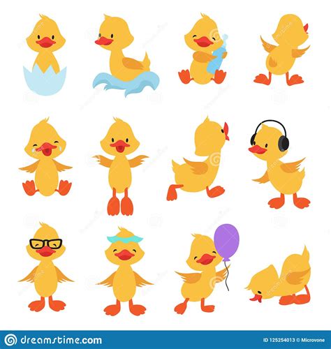 Cute Chicks Cartoon Yellow Ducks Stock Vector Illustration Of Lovely