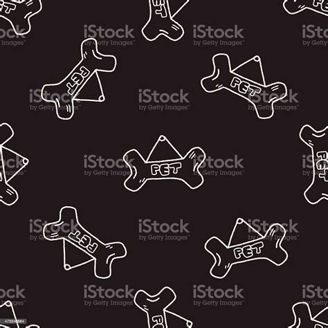 Doodle Dog Bone Banner Seamless Pattern Background Stock Illustration