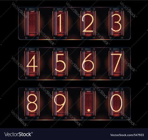 Nixie Tube With Digits Royalty Free Vector Image