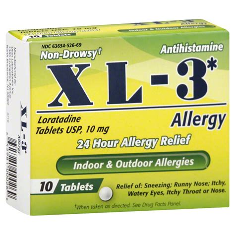 Xl 3 24 Hour Non Drowsy 10 Mg Allergy Relief Tablets Shop Sinus