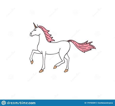 Vector Hand Drawn Colored Doodle Sketch Unicorn Stock Illustration