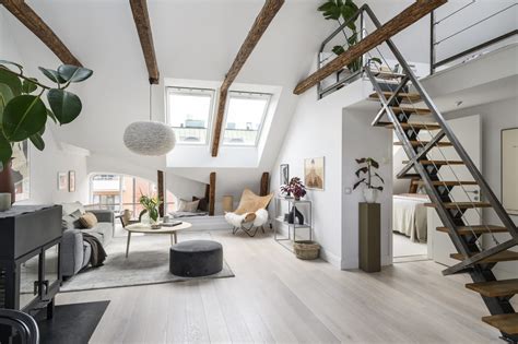 Modern Scandinavian Attic Loft With Exposed Wood Beams Daily Dream Decor