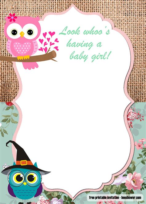 FREE Printable Owl Baby Shower Invitations Templates | DREVIO