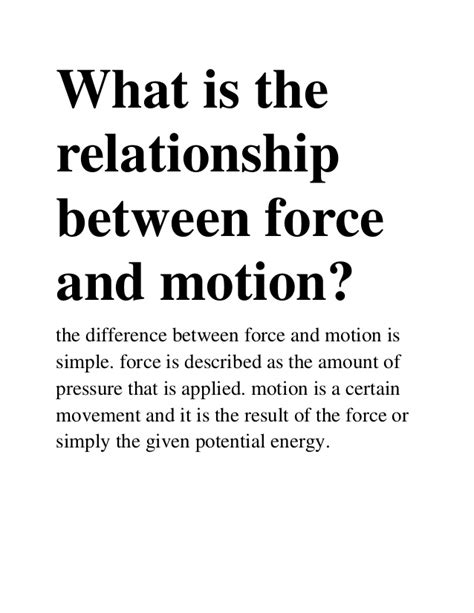 A mature relationship shouldn't feel like a ton of work and angst. What is the relationship between force and motion