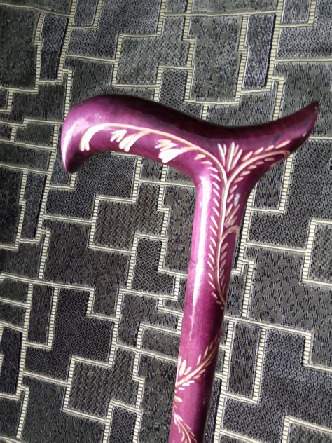 Purple Wooden Cane For Women Carved Handle And Staff Wood