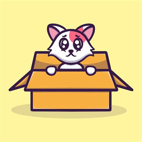 Premium Vector Cute Cat In The Box Cartoon Vector Icon Illustration