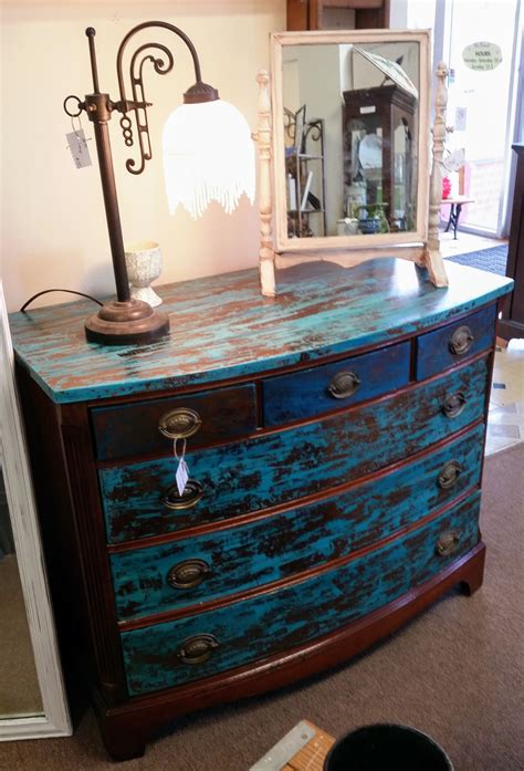 Painted Dresser Distressed Blue Homemade Furniture Reupholster