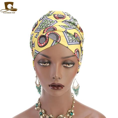 Women Multi Color Usage Turban African Printing Long Head Wrap