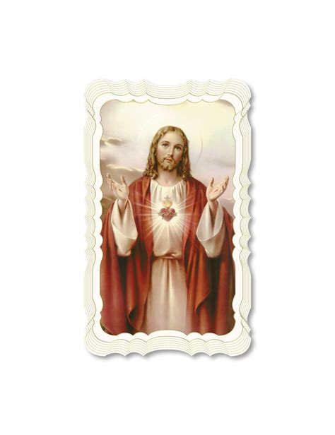 Santino Del Sacro Cuore Di Gesù Stampato In Carta Pregiata Con Oro A