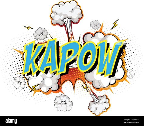 Word Kapow On Comic Cloud Explosion Background Illustration Stock