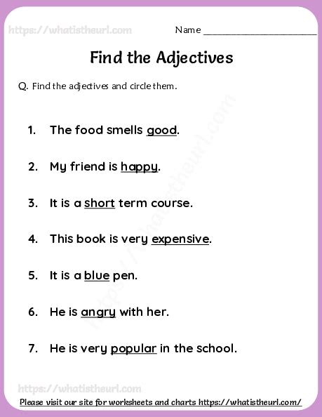 Adjectives Exercises Worksheets Worksheets For Kindergarten