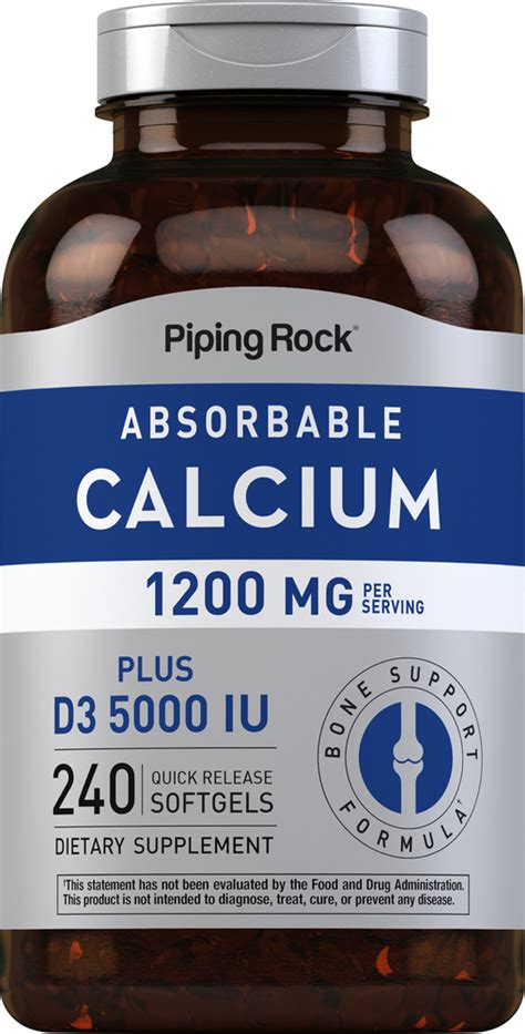 Absorbable Calcium 1200 Mg Plus D 5000 Iu 240 Softgels Nutrition