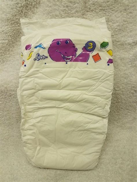 Vintage Luvs Plastic Backed Diaper Size 3 2000 Featuring Barney 1 Diaper 3638399549