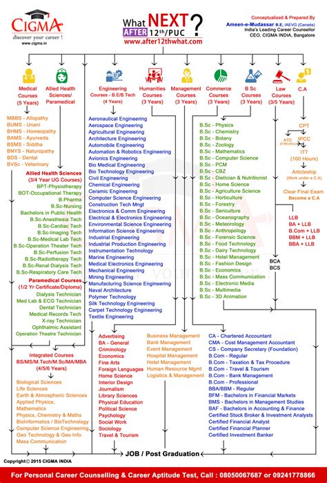 Career Chart After12th Color Courses Colleges Careers Jobs