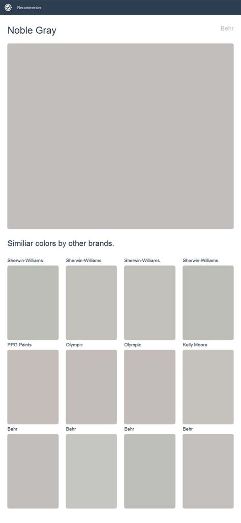 Noble Gray Behr Click The Image To See Similiar Colors By Other
