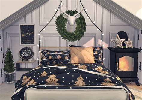 Blooming Rosy Wintry Bedroom Set Blanket And Pillows • Sims 4 Downloads
