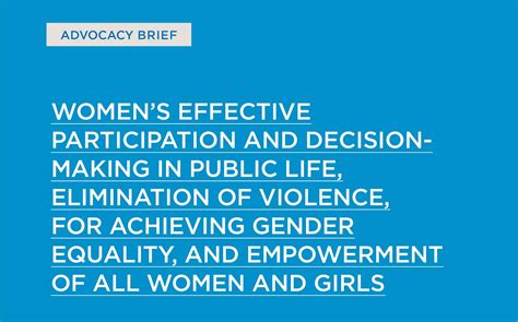 Womens Effective Participation And Decision Making In Public Life