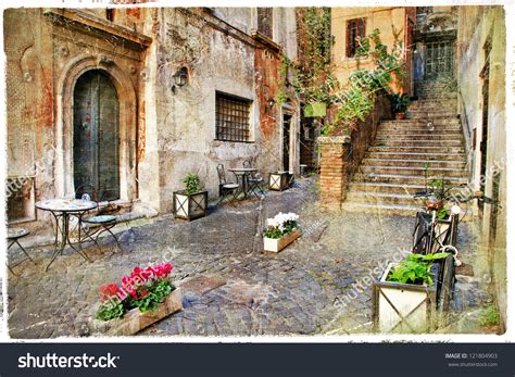 Pictorial Old Streets Italyrome Artistic Picture Stock