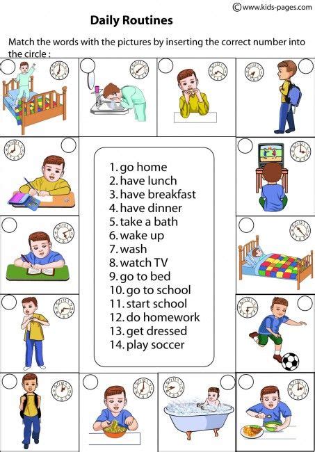 Daily Routines Matching Worksheet English Lessons Learn English