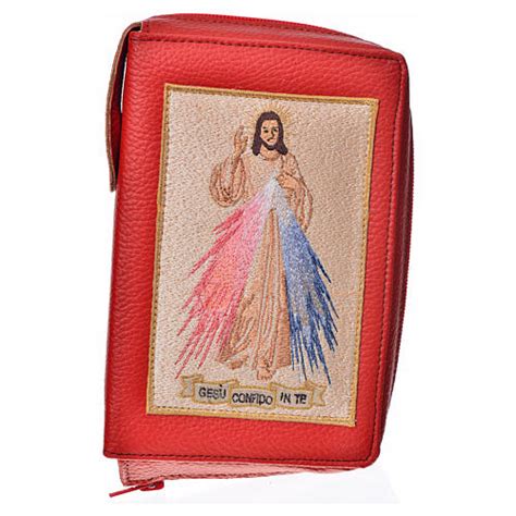 Daily Prayer Cover Red Bonded Leather With Image Of The Divine Mercy