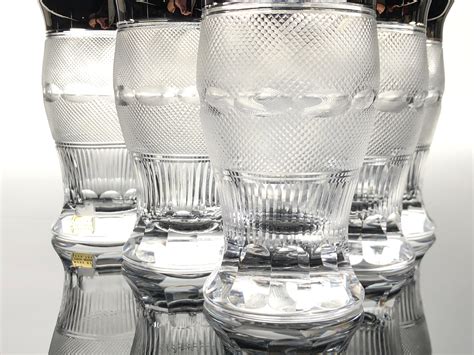 Lot 6pc Moser Splendid Platinum Trimmed Water Glasses