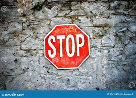 Grunge Stop Sign Stock Photo Image Of Plate Front Road 30491498