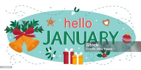 Hello January Holiday Bells With Gingerbread And Ts Design For