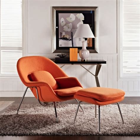 Well you're in luck, because here they come. Womb Lounge Chair and Ottoman Orange Wool