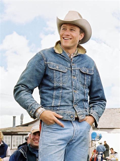 Heath Ledger Als Cowboy Ennis Del Mar Am Set Von Brokeback Mountain