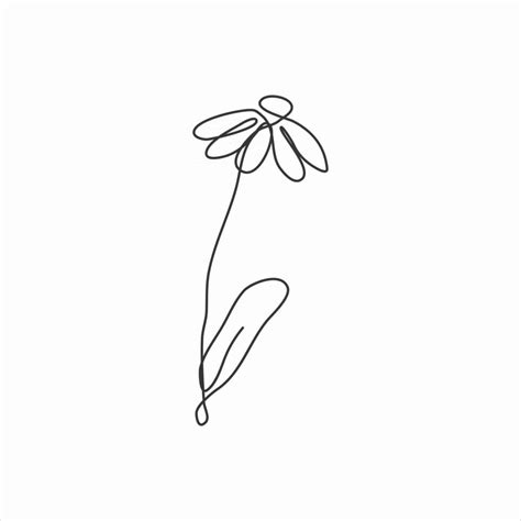 One Line Drawing Of Leaves And Flower Continuous Line Art 2873621