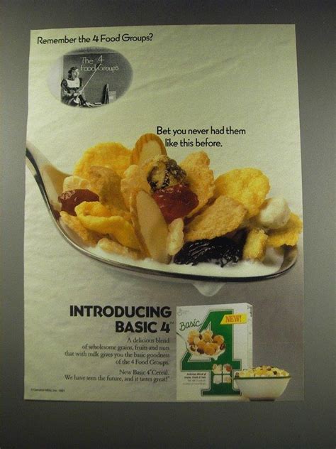 1991 General Mills Basic 4 Cereal Ad Remember The 4 Food Groups On