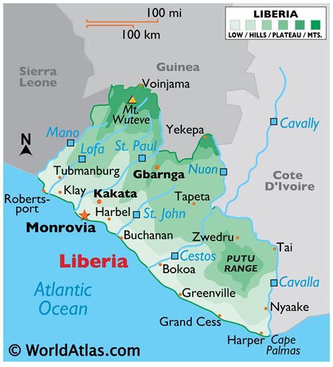 Mapa De Vectores De Liberia Alta Pais Detallado Mapa Con Division Images