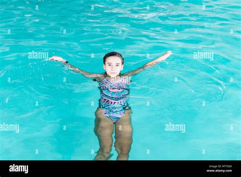 Beautiful Girl Swim And Having Fun In Water Active Holiday Girl Swim In The Pool Happy Girl