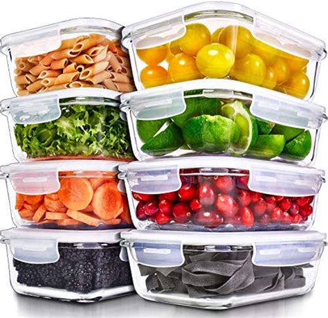 Prepnaturals 10 Pack Glass Food Storage Containers With Lids Leakproof Glass Meal