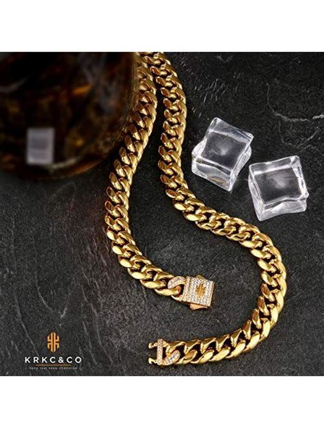 Buy Krkcandco 18mm12mm Iced Cuban Link Chain 18k Gold Necklace For Men