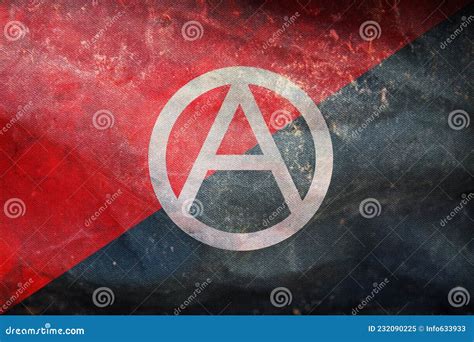 Vista Superior De La Bandera Retro De Anarquista Con Un Símbolo Con Textura Gruesa Símbolo