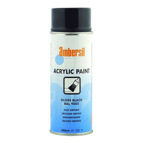 Ambersil 400ml RAL 9005 Gloss Black Acrylic Aerosol Spray Paint