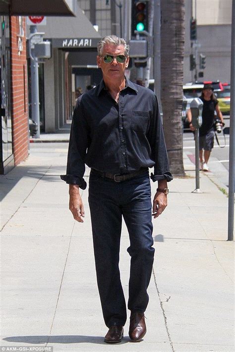pierce brosnan 63 is the epitome of cool in designer shades clothes older mens fashion