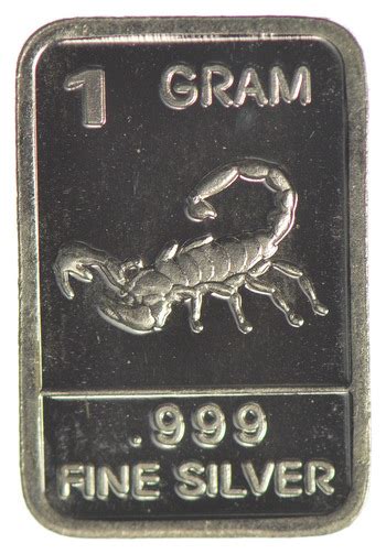 Scorpion Animal Series 1 Gram 999 Fine Silver Bar Property Room