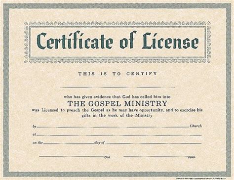 Certificate Of License For Minister Wantitall