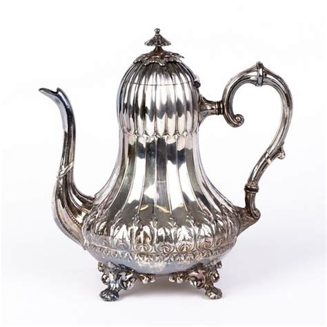 Victorian Silver Plated Melon Teapot 19th Century For Sale At Auction