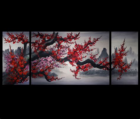 2023 Popular Cherry Blossom Oil Painting Modern Abstract Wall Art