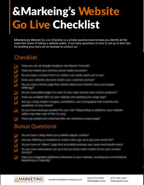Andmarketings Website Go Live Checklist Andmarketing