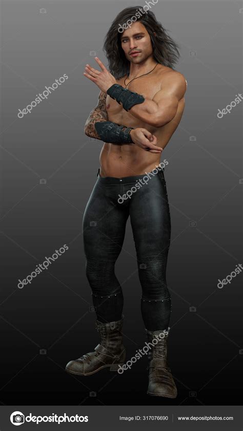 Shirtless Urban Fantasy Male Mage Leather Pants Stock Photo By Ravven