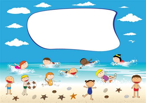 Children And Beach Summer Background Vector Free Vector In Encapsulated