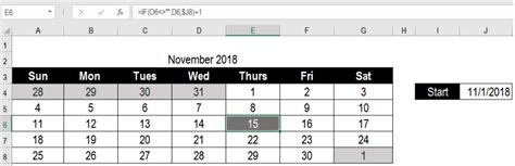 Excel Formula Dynamic Calendar Grid