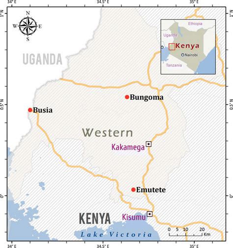 Map Of The Western Province Of Kenya Localities In The Western