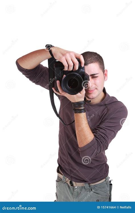 Portrait Of Male Photographer Stock Photo Image Of Hand Dslr 15741664