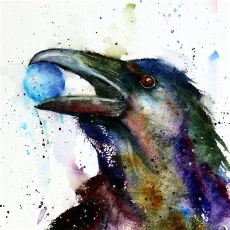 Raven Watercolor Print Raven Art Bird Art Raven Painting Etsy Uk